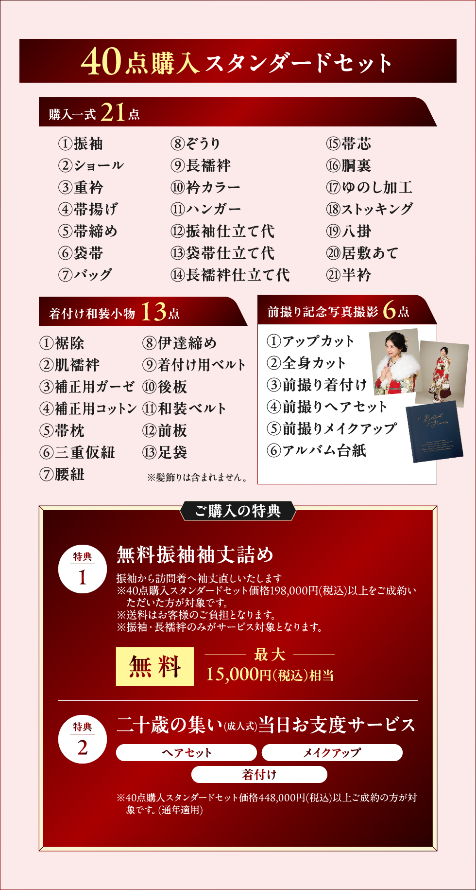 ご購入セットとご購入の特典