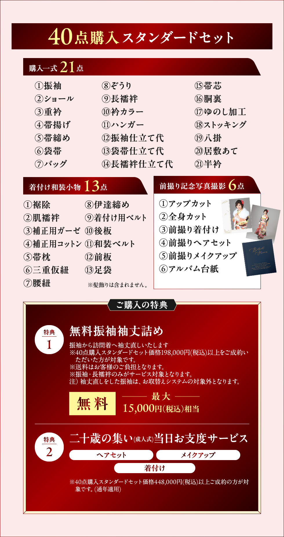 ご購入セットとご購入の特典