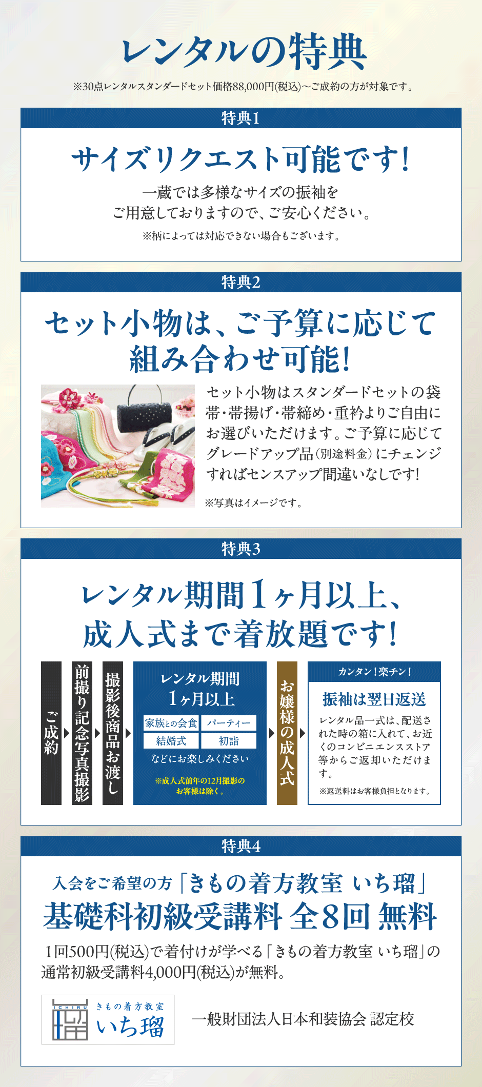 レンタルの特典